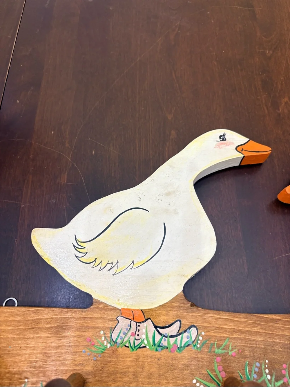 Handpainted Wooden Goose Peg Rack Geese